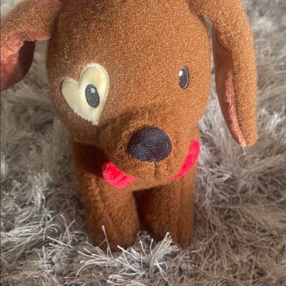 Brown Plush Dog Toy with Pink Heart - Picture 5 of 5